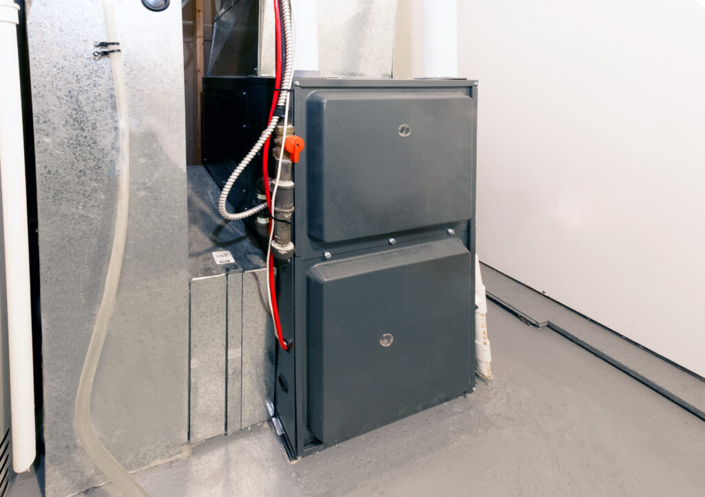 A home high efficiency electric furnace in a basement